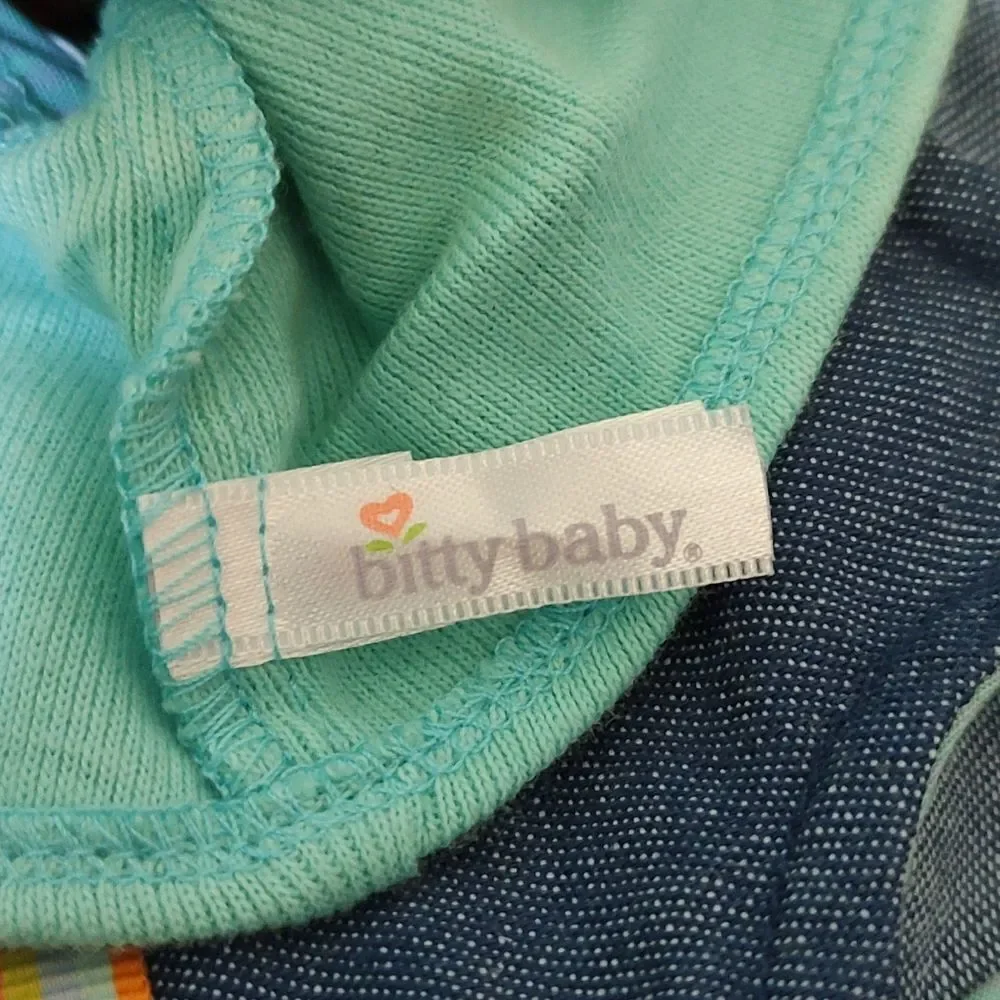 Bitty Baby American Girl Denim Jumper  Dress Outfit with shoes and top